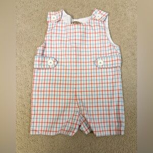 The Beaufort Bonnet Teddy’s Tab Jon Jon 2T Coral Blue Windowpane Outfit